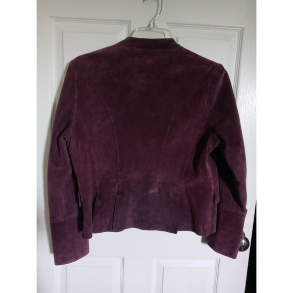 Women's C Concepts Suede Jacket Size 12 Purple Coat 100% Leather Pockets - Picture 7 of 9
